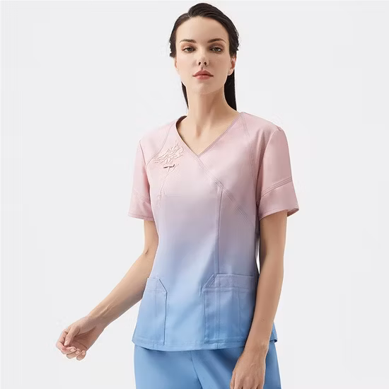 Krankenhaus-Jogger-Uniform, elastische Taschen, Damen-Uniformen, medizinische Krankenschwester-Peelings